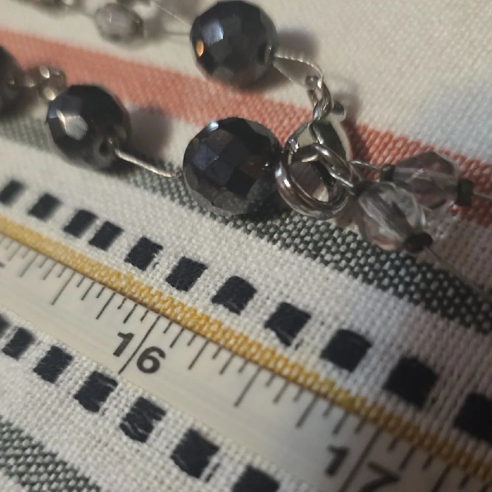 Black & Smoky/Clear Faceted Beads On Wire Convertible Necklace Belt Lariat